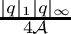 $\frac{|q|_1|q|_\infty}{4{\cal A}}$